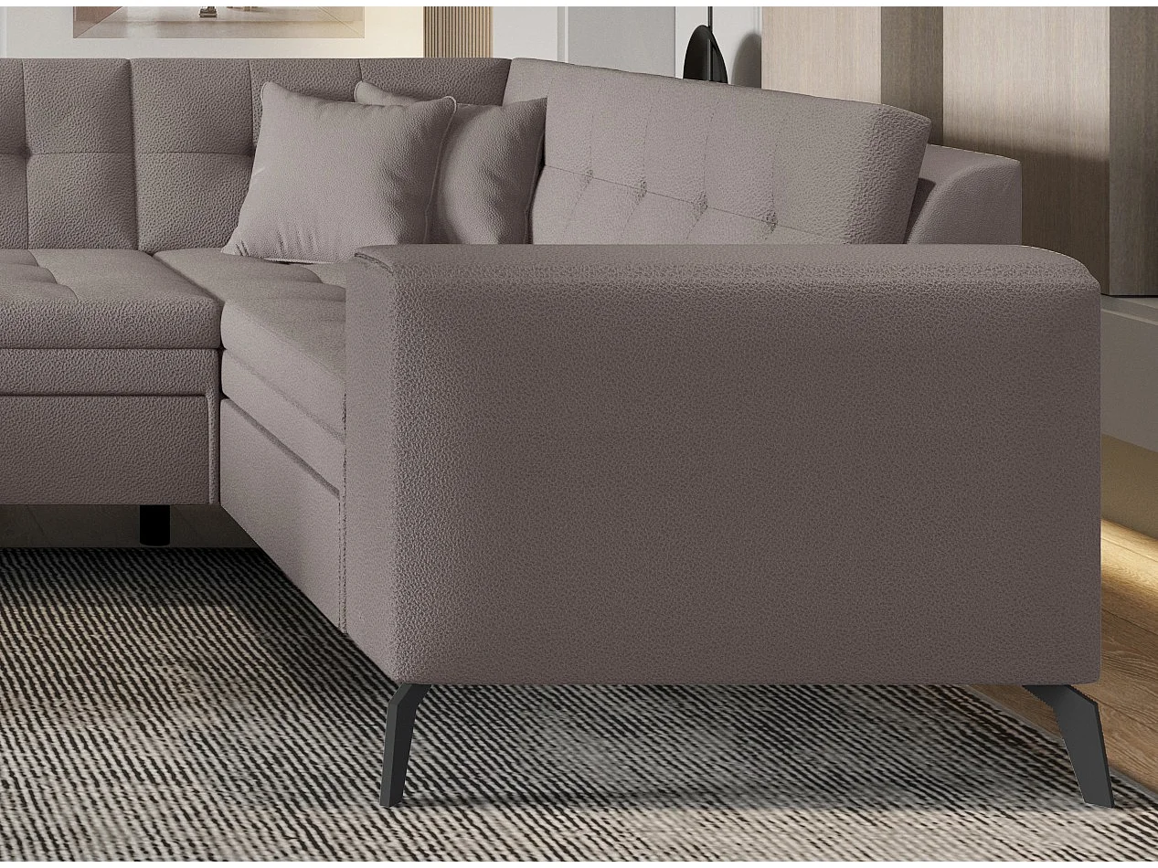 Canapé panoramique convertible gauche tissu marron clair matelassé Bonty 340cm