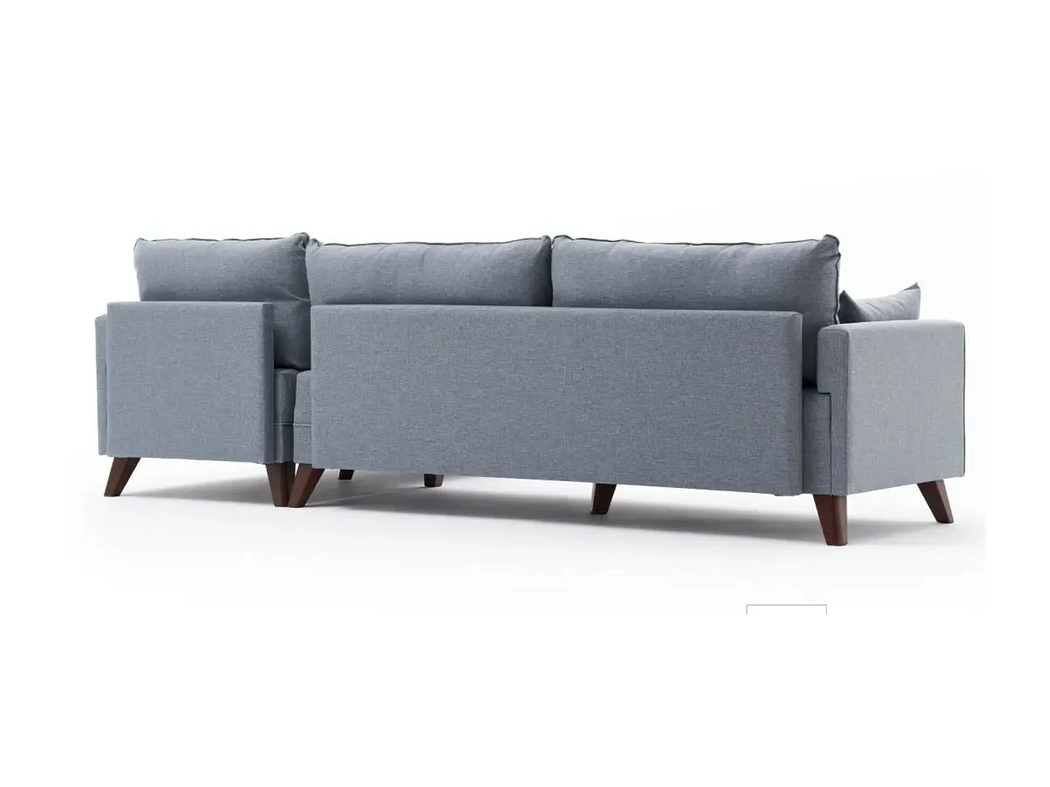 Canapé d'angle droit 5 places tissu bleu Kandy 275cm