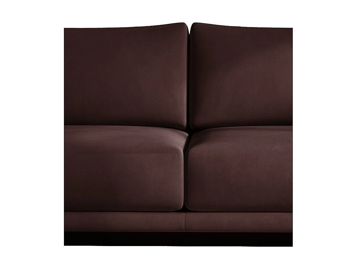 Canapé convertible design 4 places velours marron et pieds métal noir Arkia 260cm