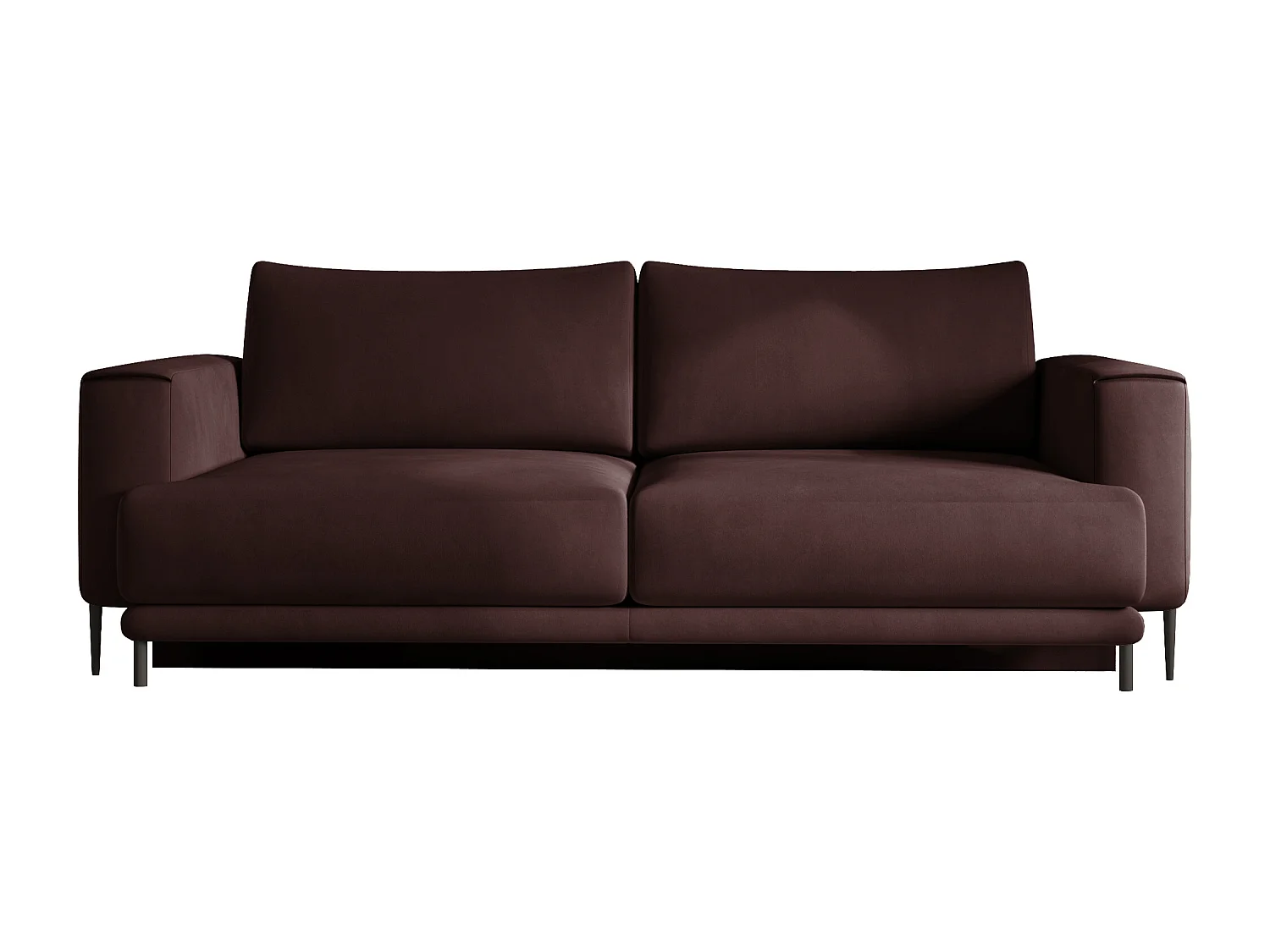 Canapé convertible design 4 places velours marron et pieds métal noir Arkia 260cm