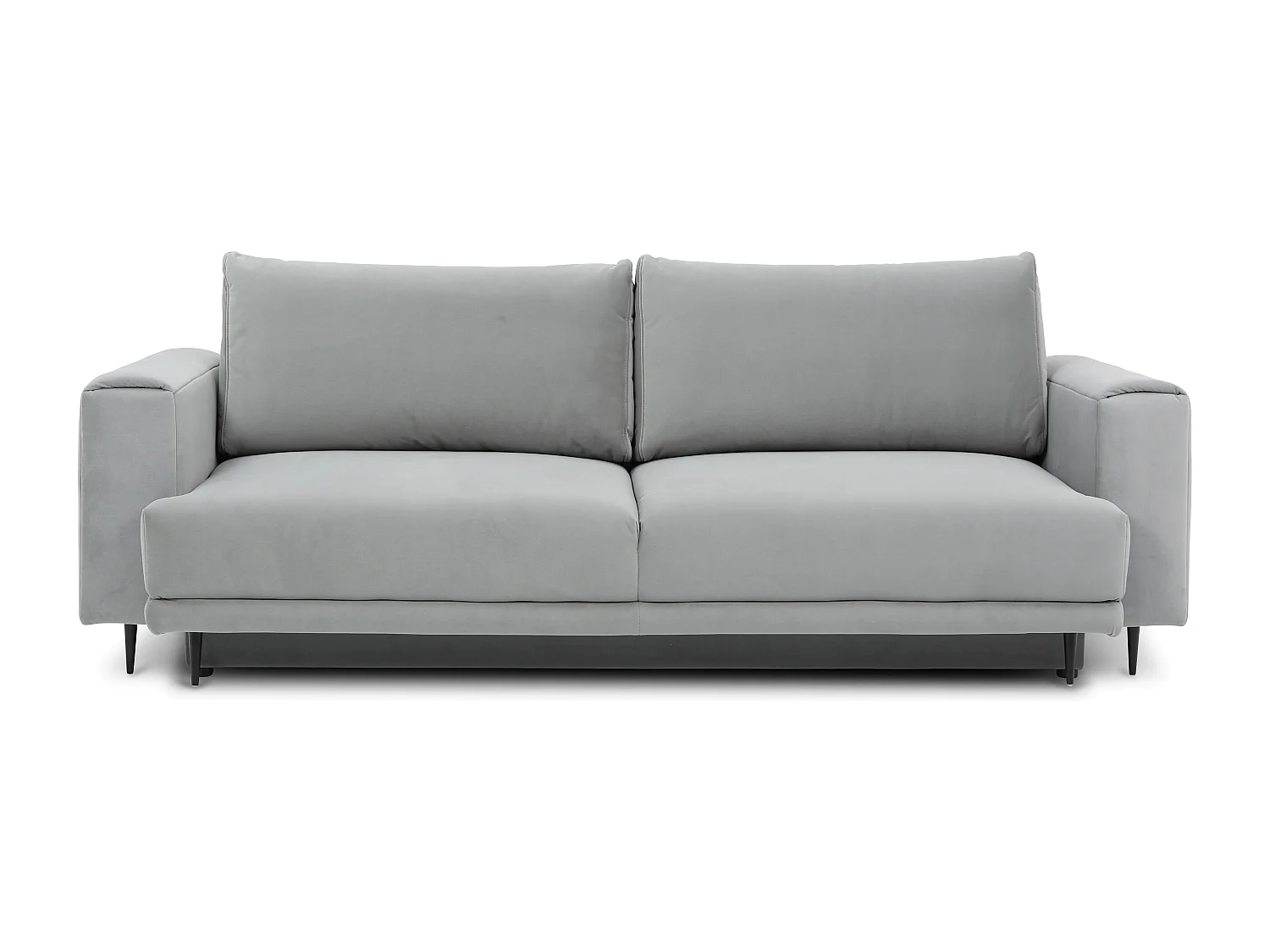 Canapé convertible design 4 places velours marron et pieds métal noir Arkia 260cm