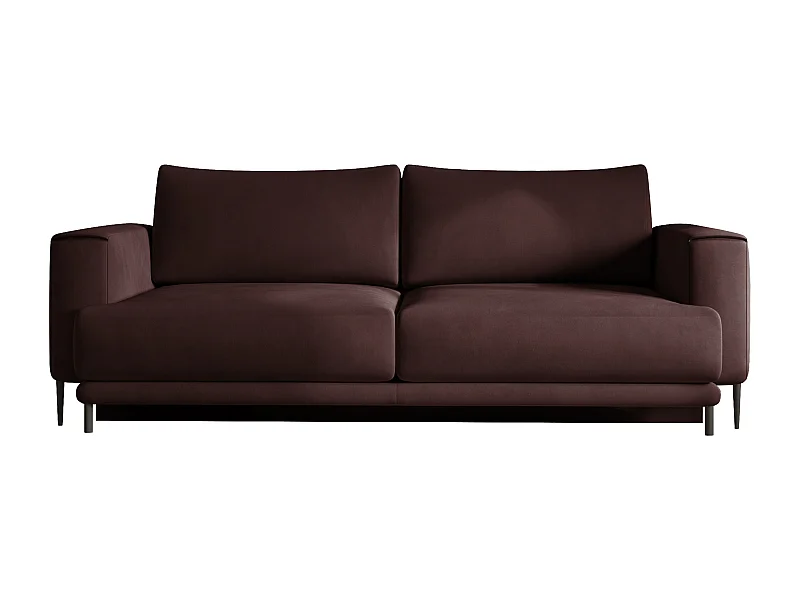 Canapé convertible design 4 places velours marron et pieds métal noir Arkia 260cm