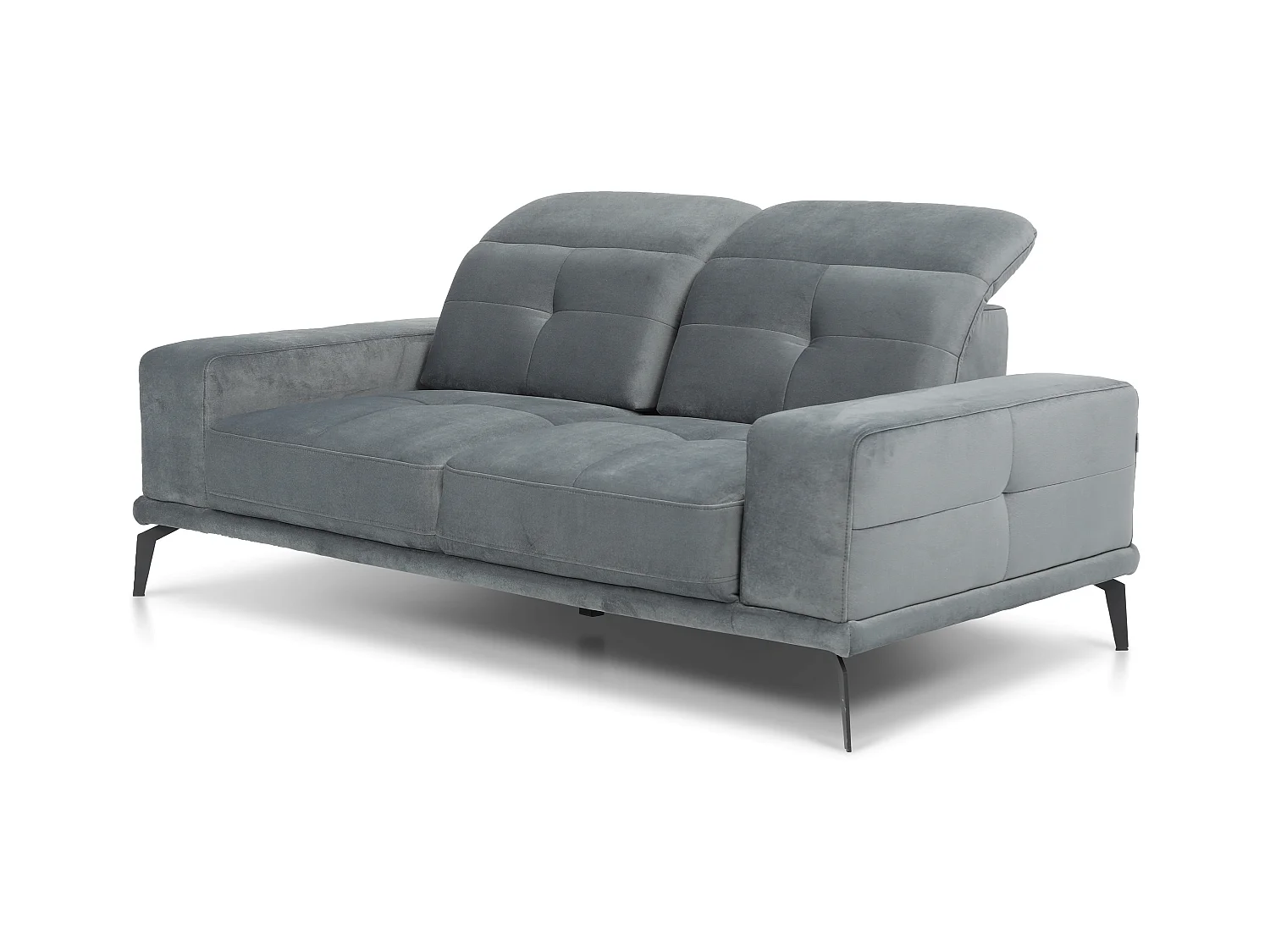 Designer rechte bank 2/3 zits groen fluweel Torpille 195 cm