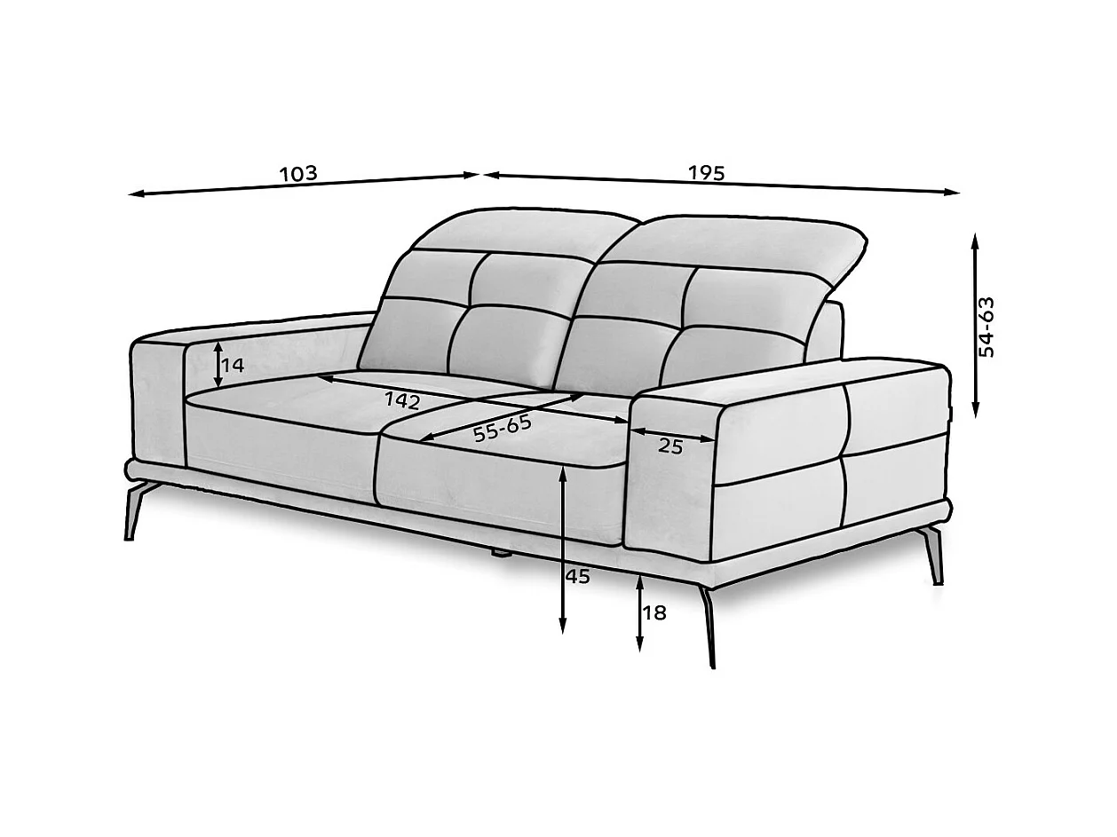 Designer rechte bank 2/3 zits groen fluweel Torpille 195 cm