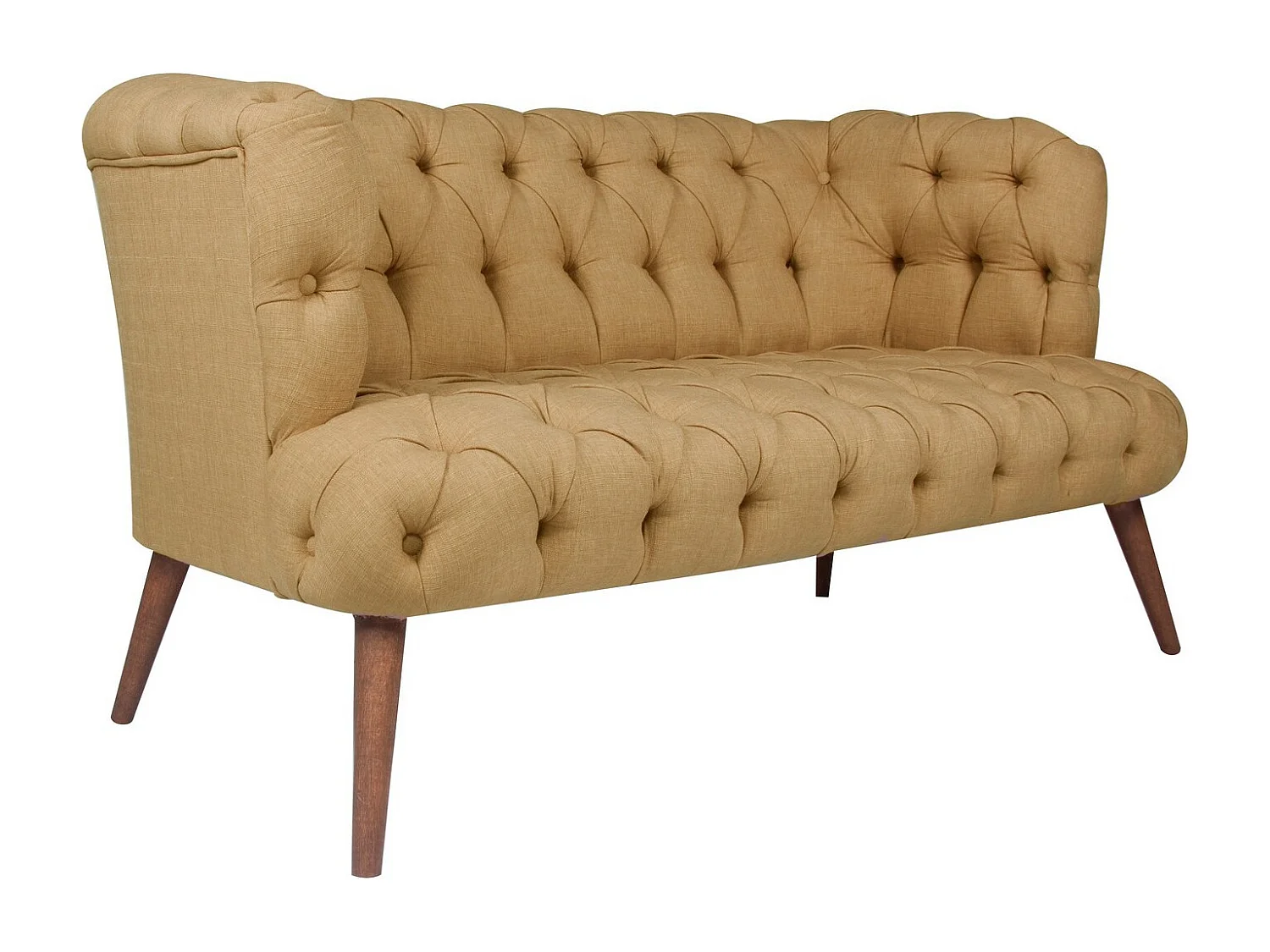 Sofá chesterfield Altadena 249, Marrón, 140x75x76cm, Tapiz, Patas: Madera