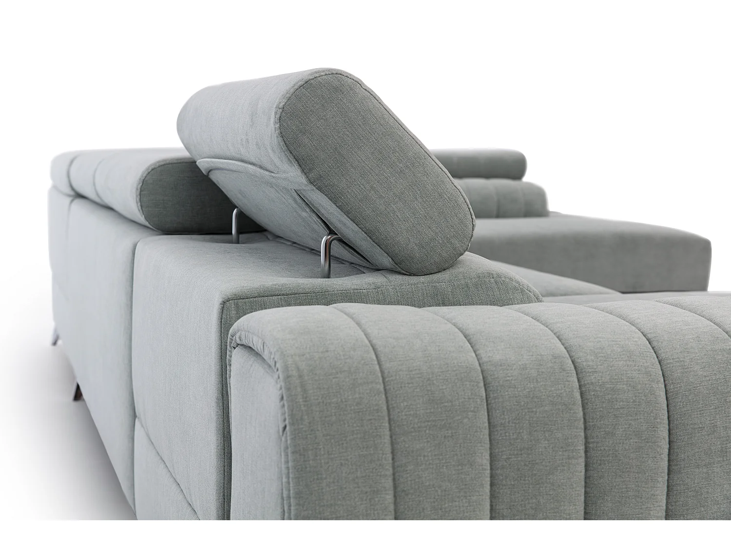 Canapé d'angle U tissu jaune coffre de rangement à gauche Kalante 347cm