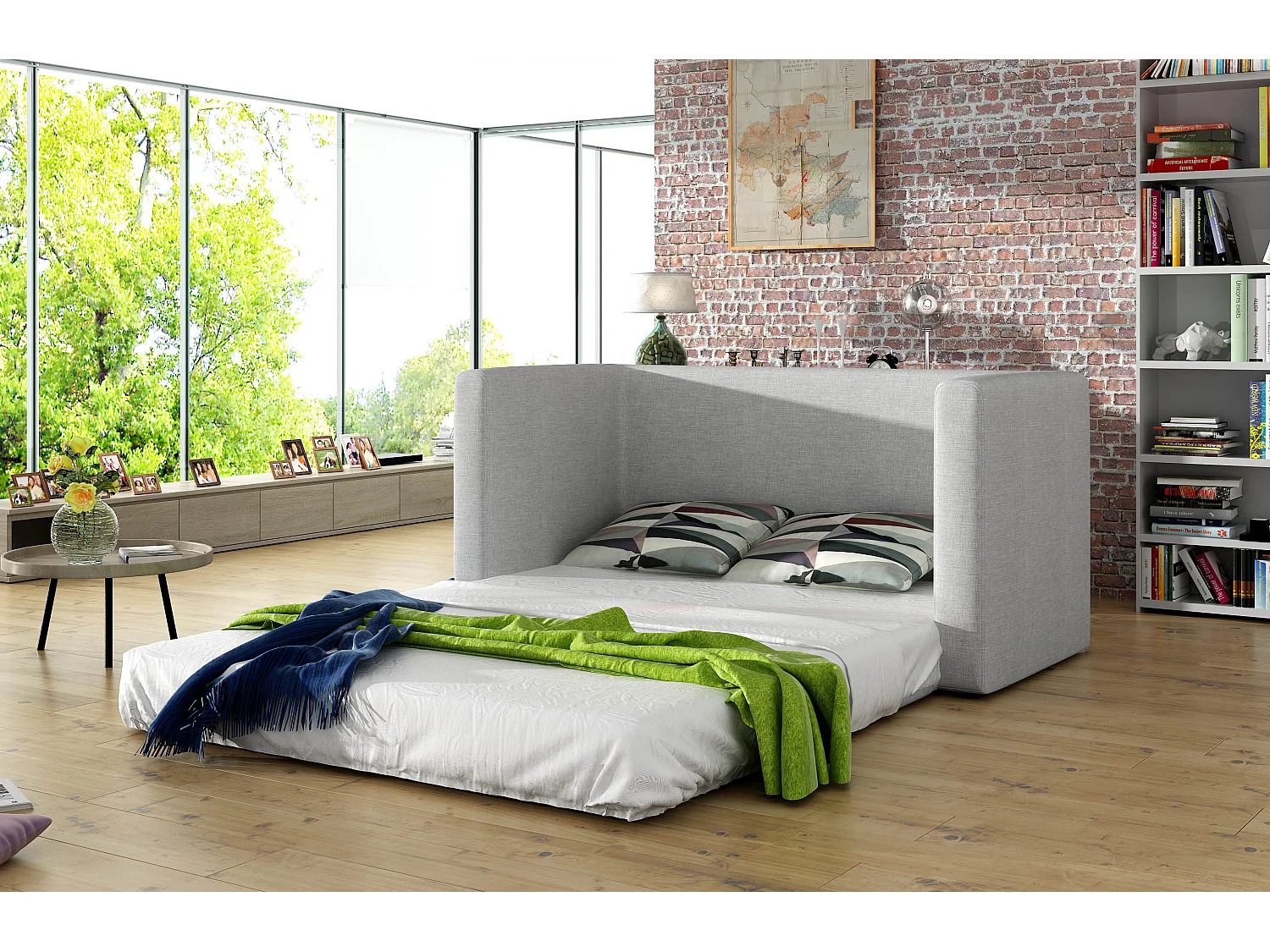 Petit canapé convertible tissu marron Mouva 132cm