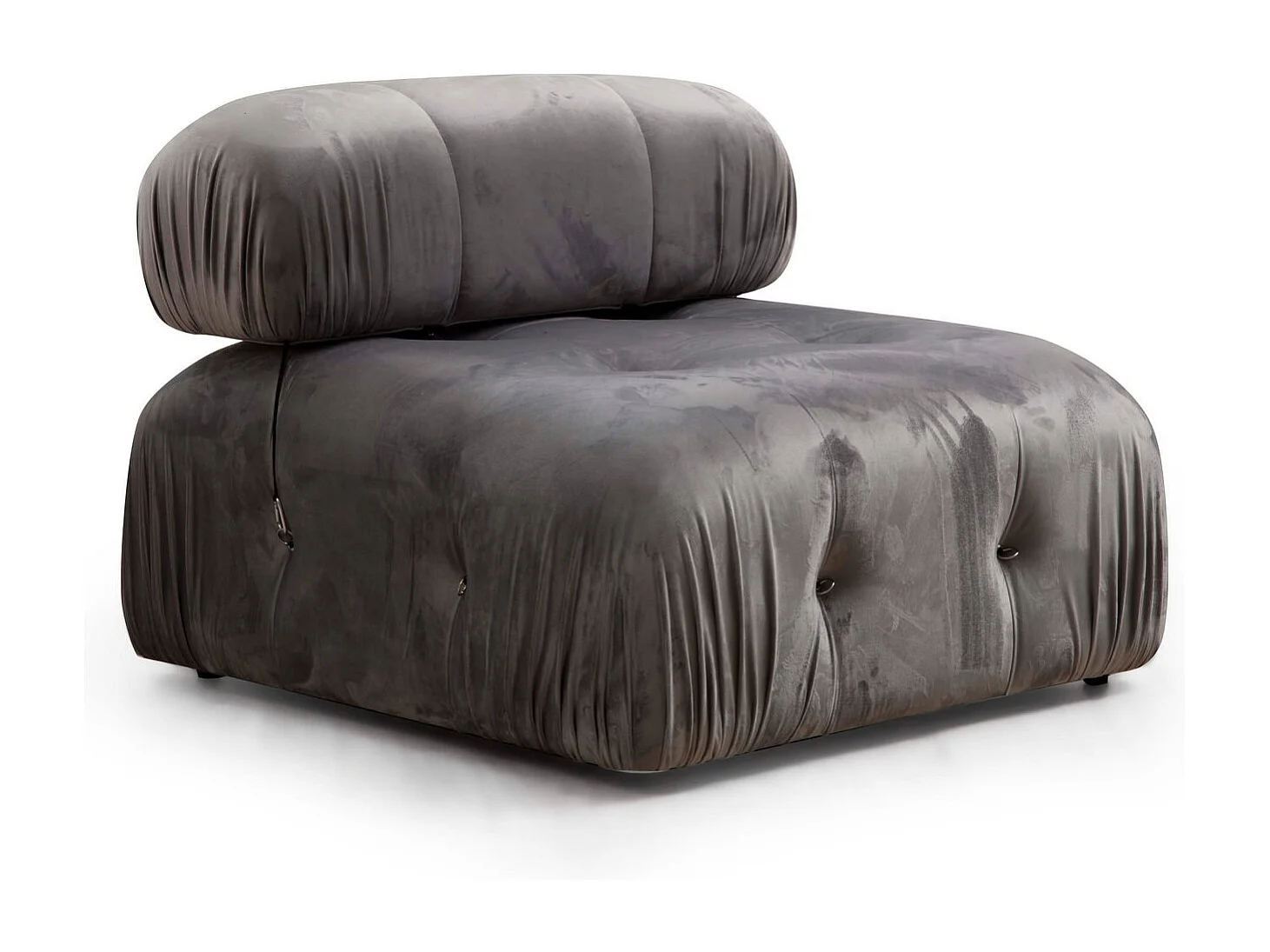 Canapé modulable 3 places velours Bubble-Couleur Gris