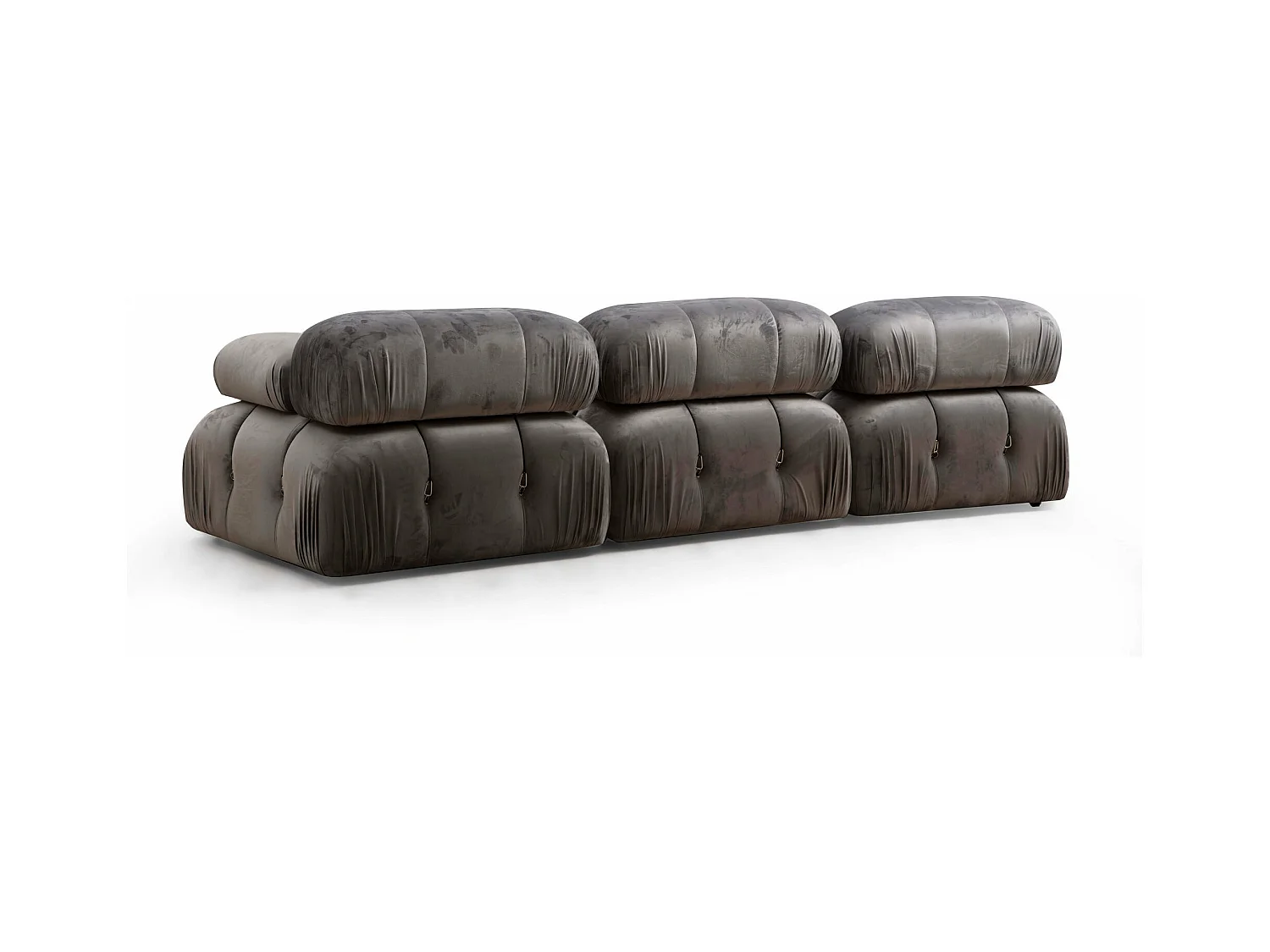 Canapé modulable 3 places velours Bubble-Couleur Gris