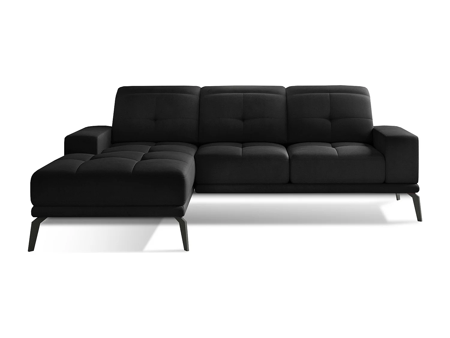 Linkerhoekbank 5 zits zwart fluweel Torpille 265 cm