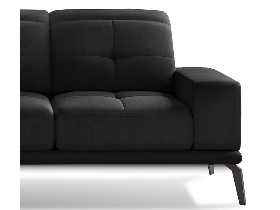 Linkerhoekbank 5 zits zwart fluweel Torpille 265 cm