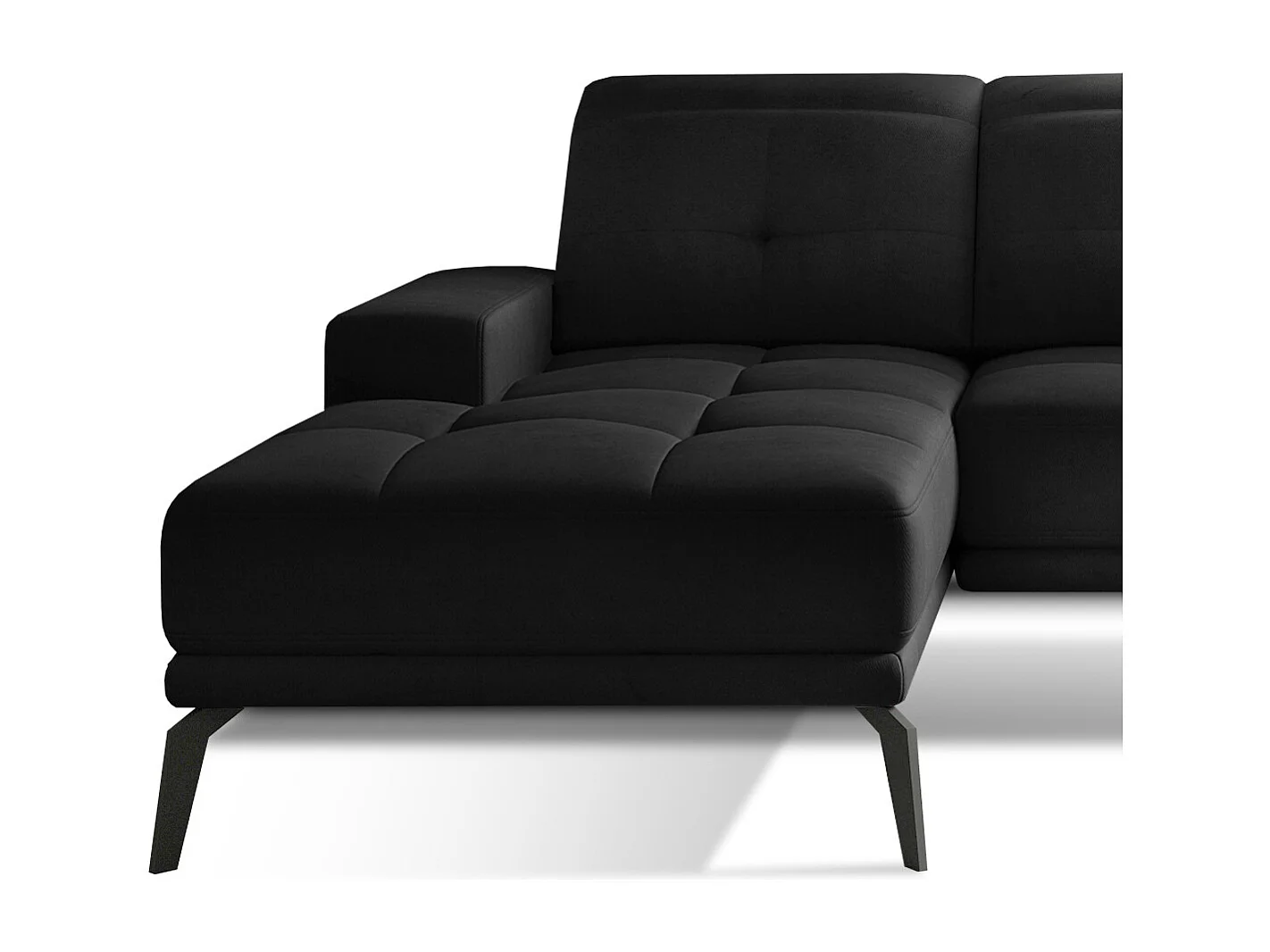 Linkerhoekbank 5 zits zwart fluweel Torpille 265 cm