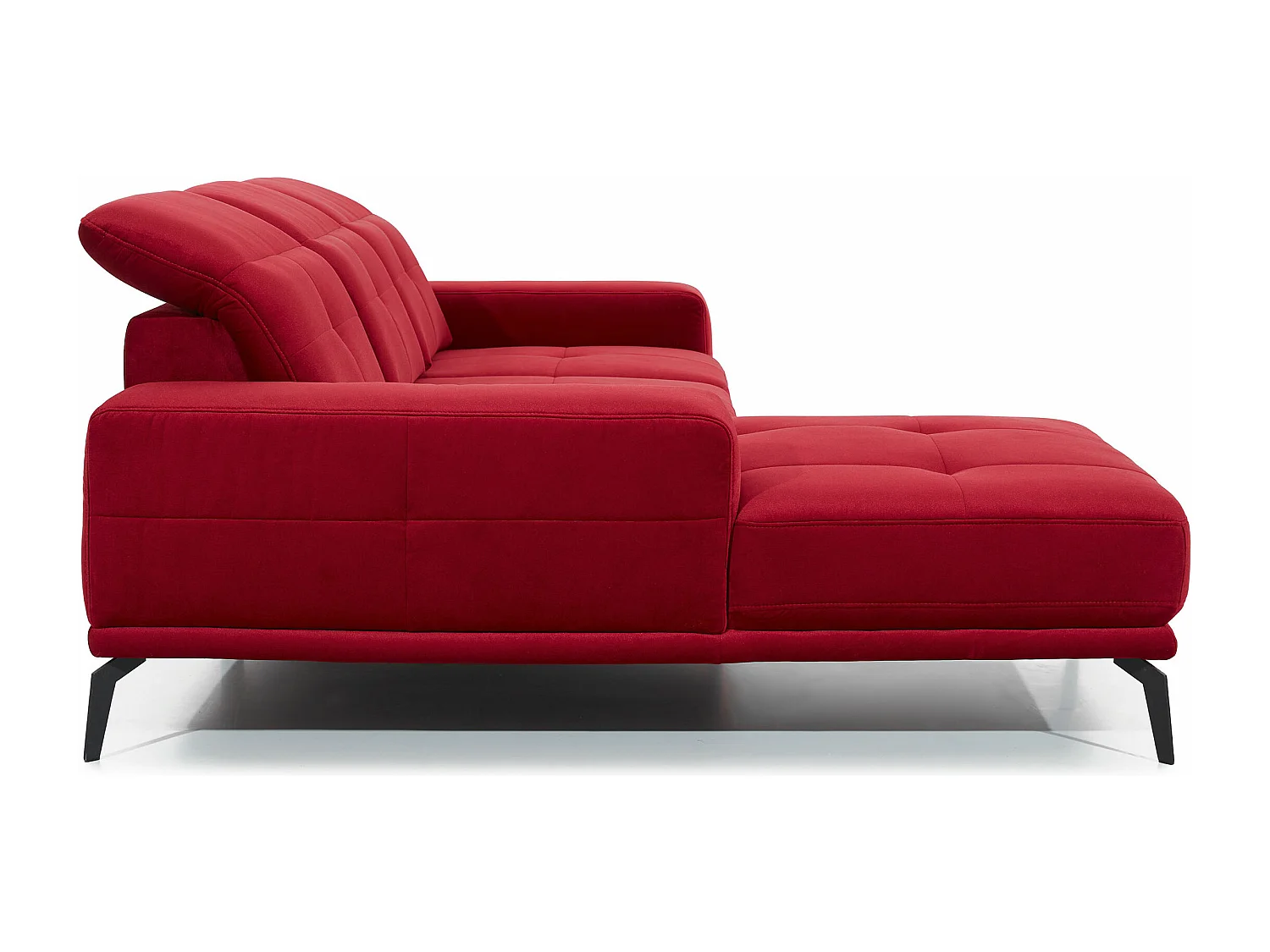 Linkerhoekbank 5 zits zwart fluweel Torpille 265 cm