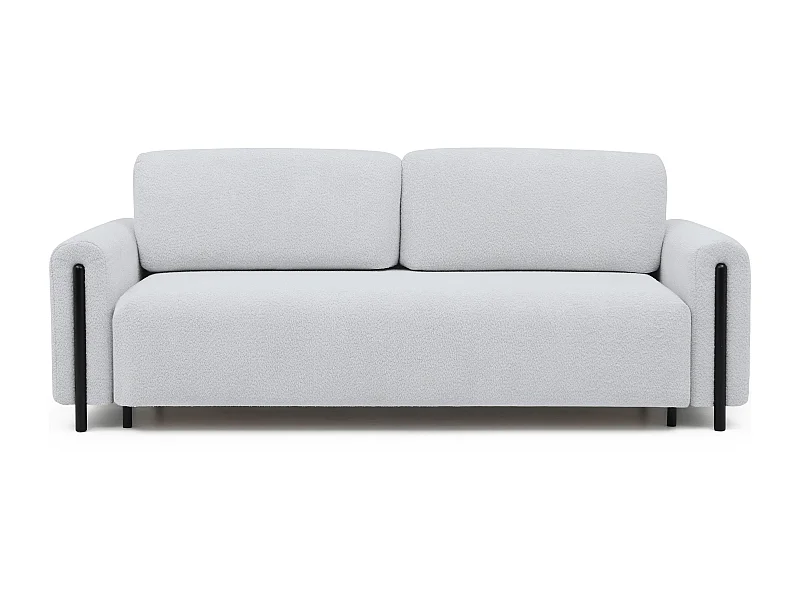 Sofá moderno de 4 plazas en tejido con bucles y patas de madera negra Dova 244 cm-Color Ratón Gris