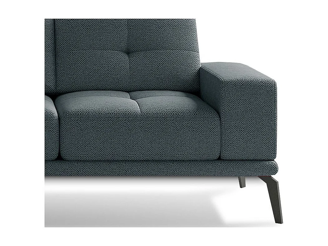 Canapé d'angle gauche 5 places tissu bleu Torpille 265cm