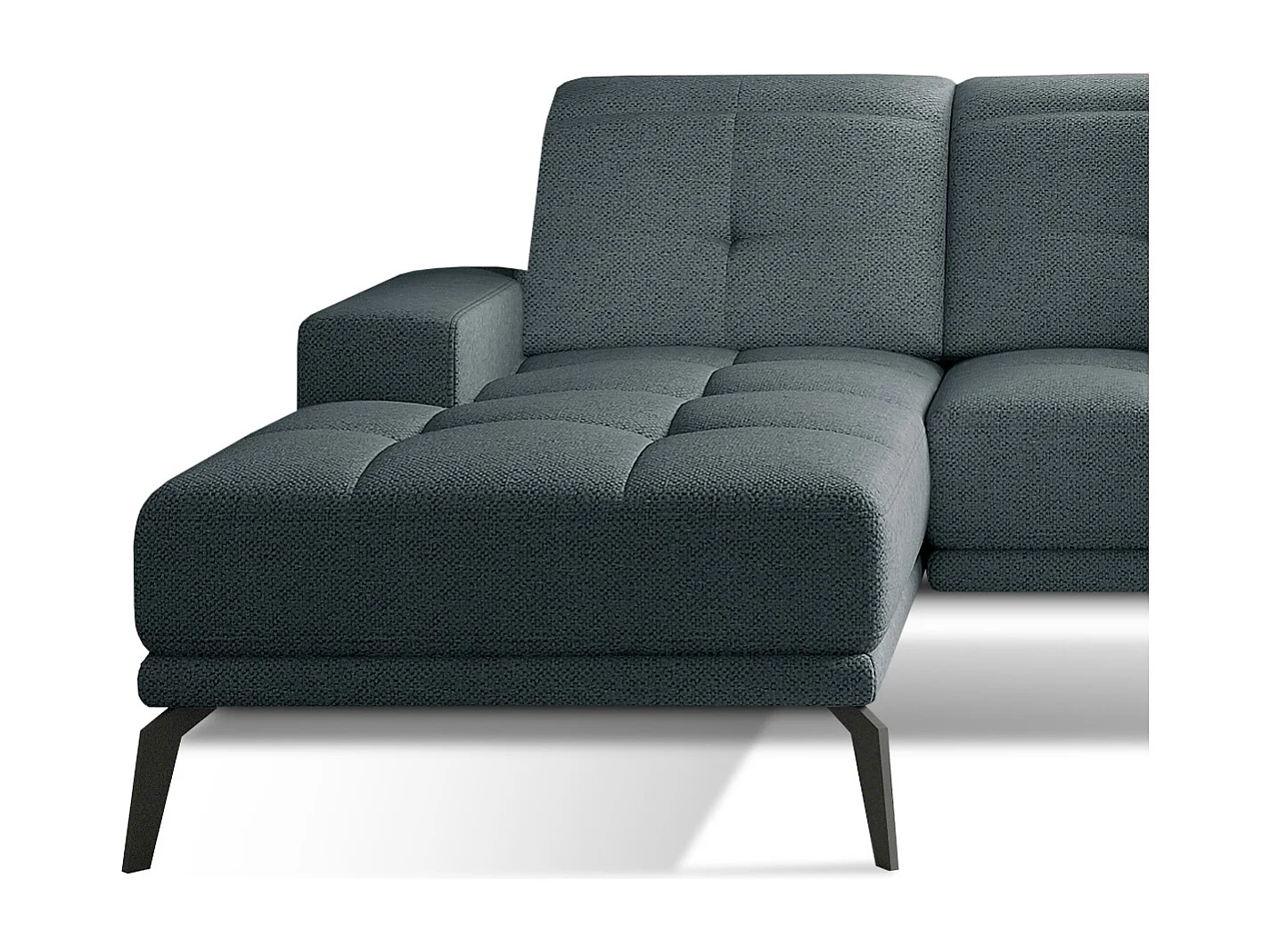 Canapé d'angle gauche 5 places tissu bleu Torpille 265cm