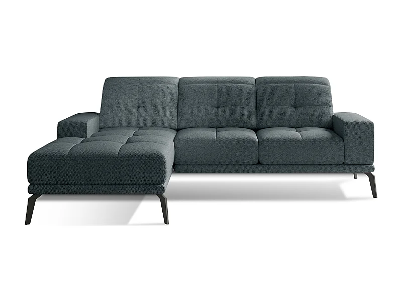 Canapé d'angle gauche 5 places tissu bleu Torpille 265cm