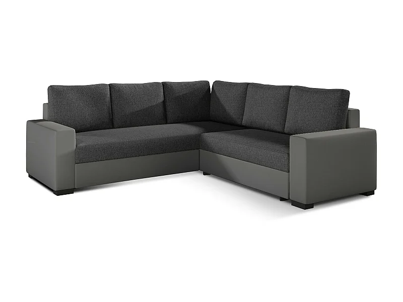 Canapé d'angle convertible simili gris et tissu gris foncé Travor 235cm