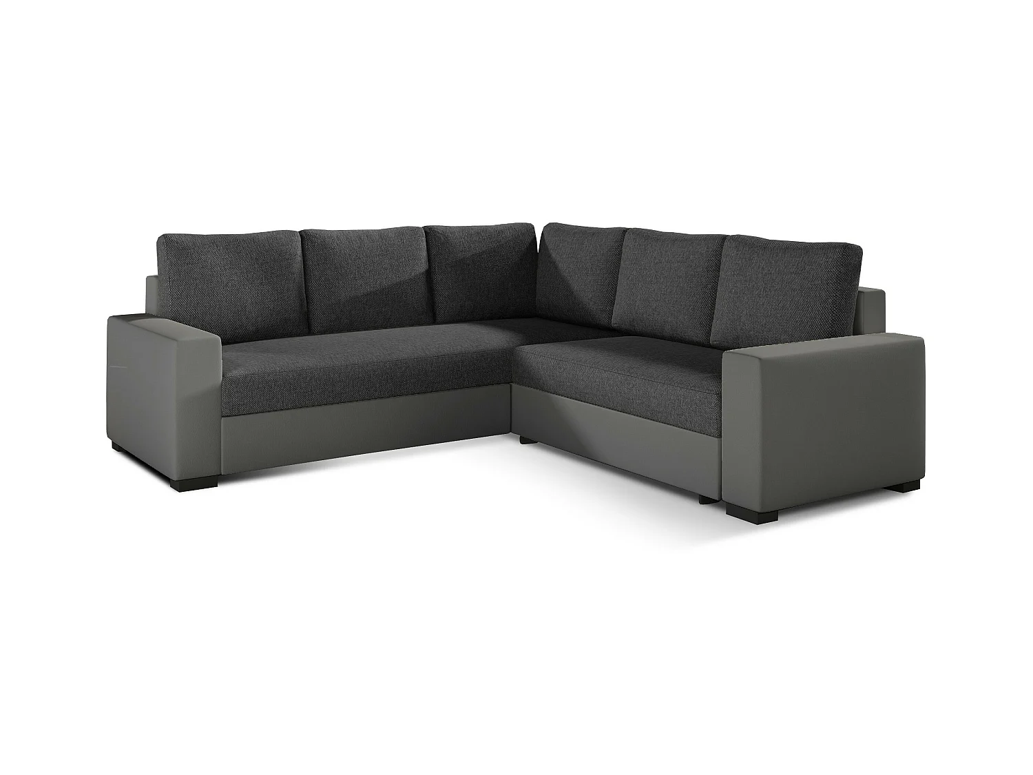Canapé d'angle convertible simili gris et tissu gris foncé Travor 235cm