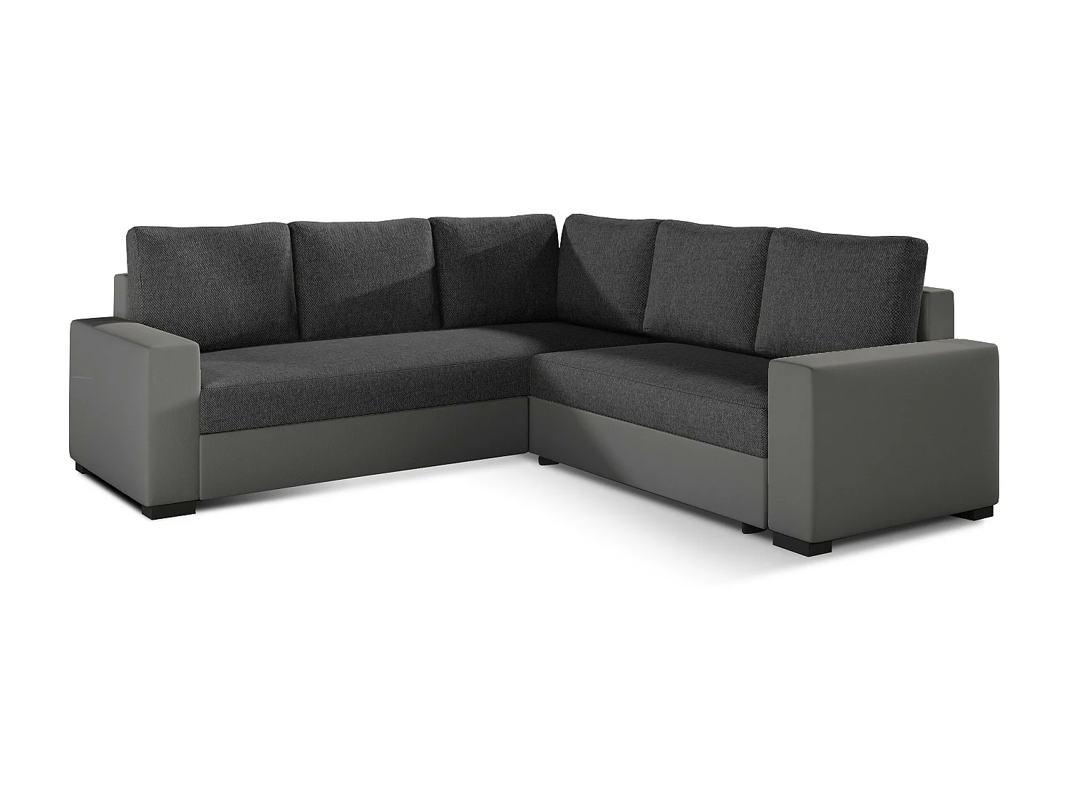 Converteerbare hoekbank in grijze imitatie en donkergrijze stof Travor 235 cm