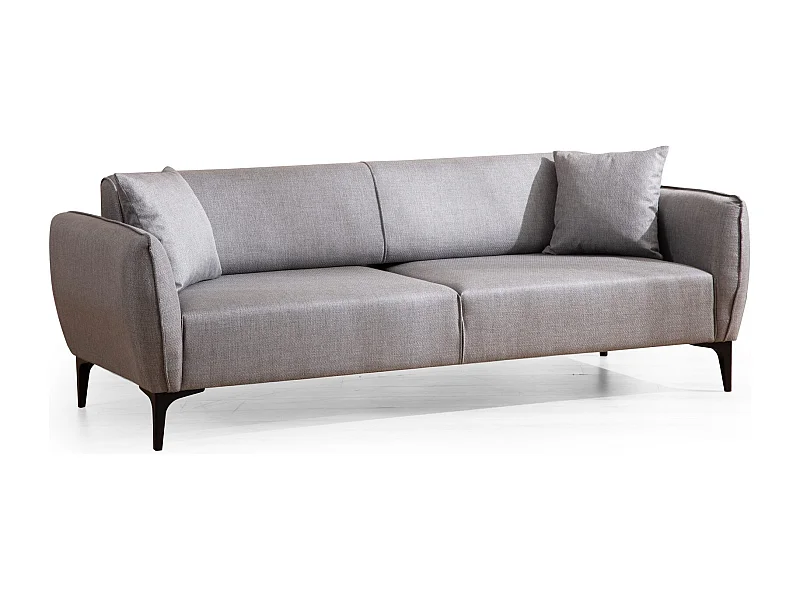 Canapé droit 3 places tissu gris clair Bellano 220cm