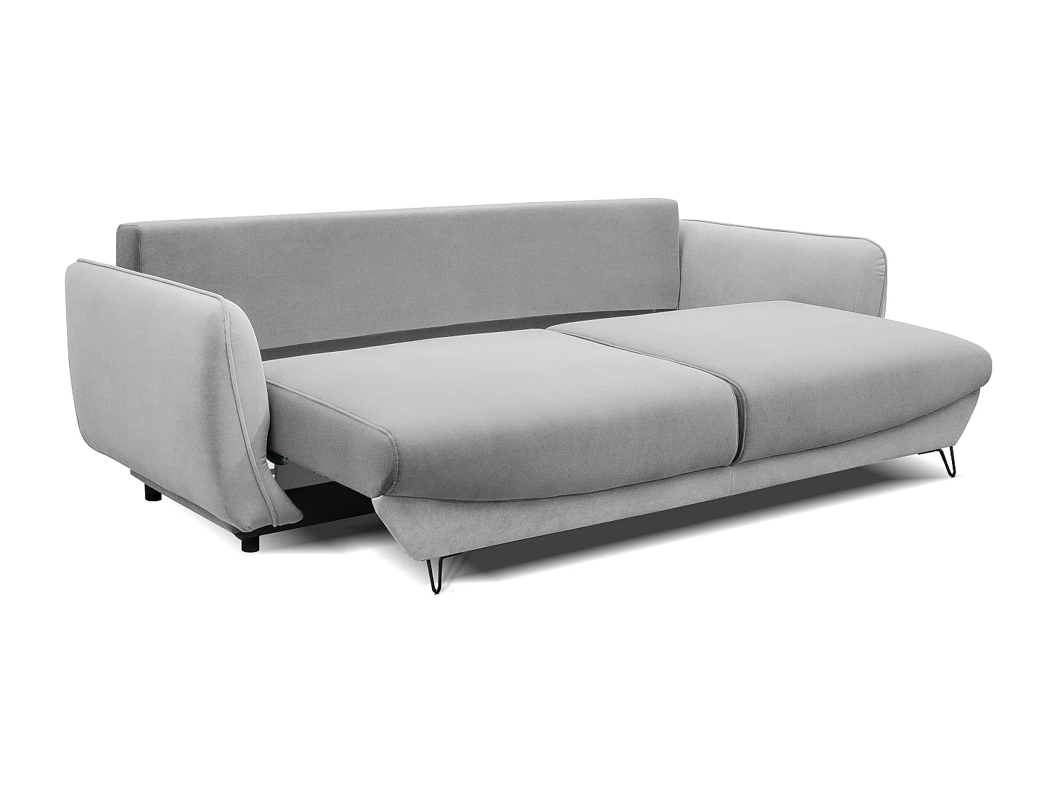 Sofá convertible recto de tela ZURIK - Caja de almacenaje y patas de metal negro-Negro moteado