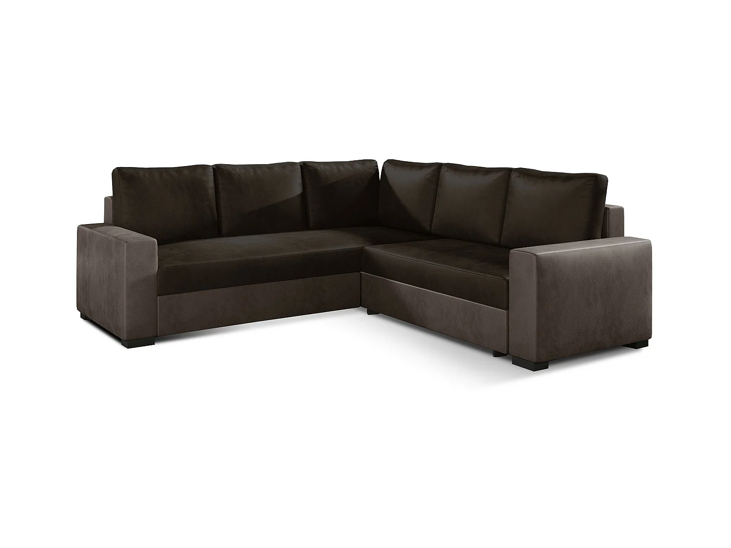 Canapé d'angle convertible velours marron foncé Travor 235cm