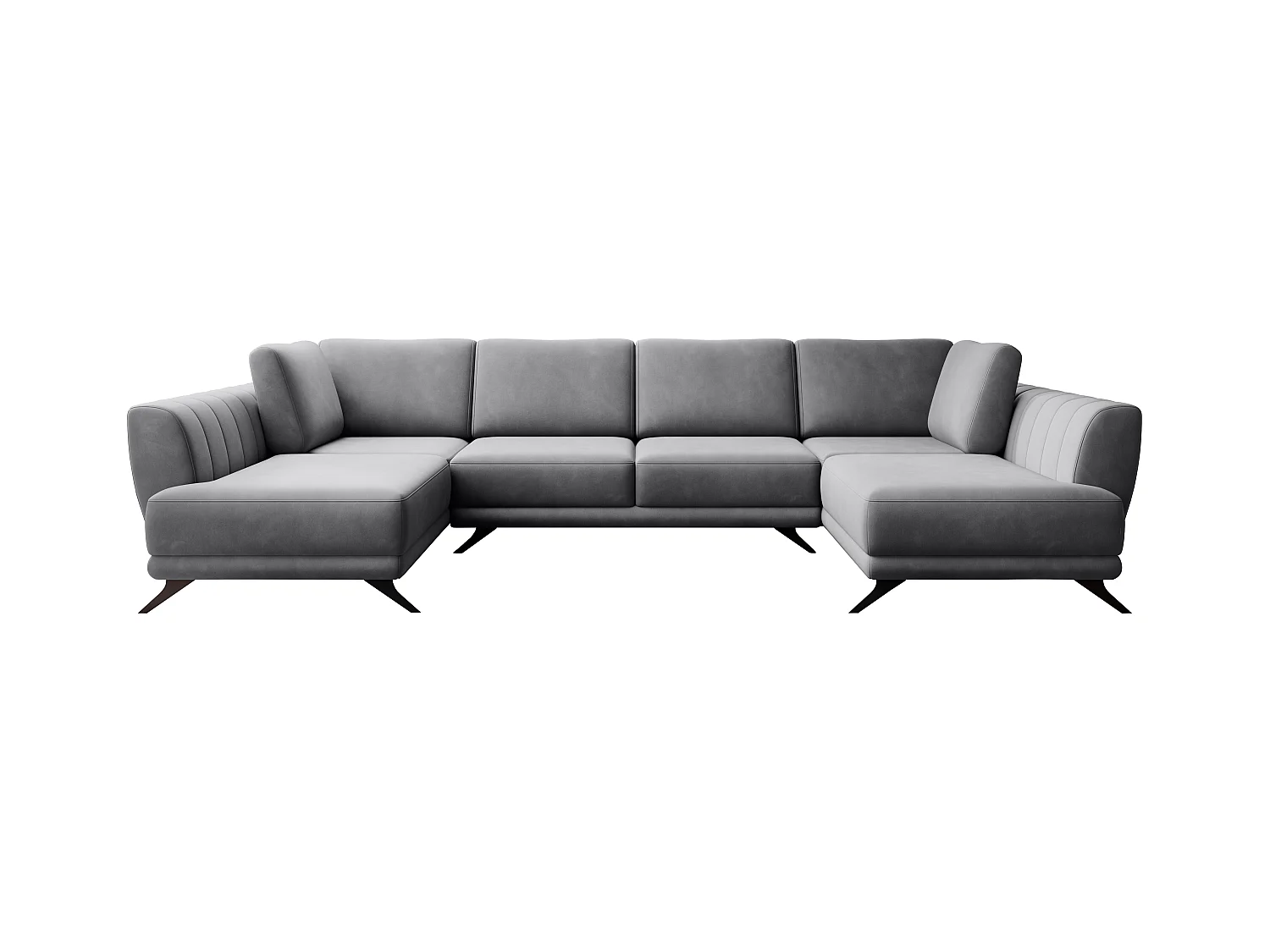 Canapé d'angle panoramique 6 places velours gris Largos 362cm