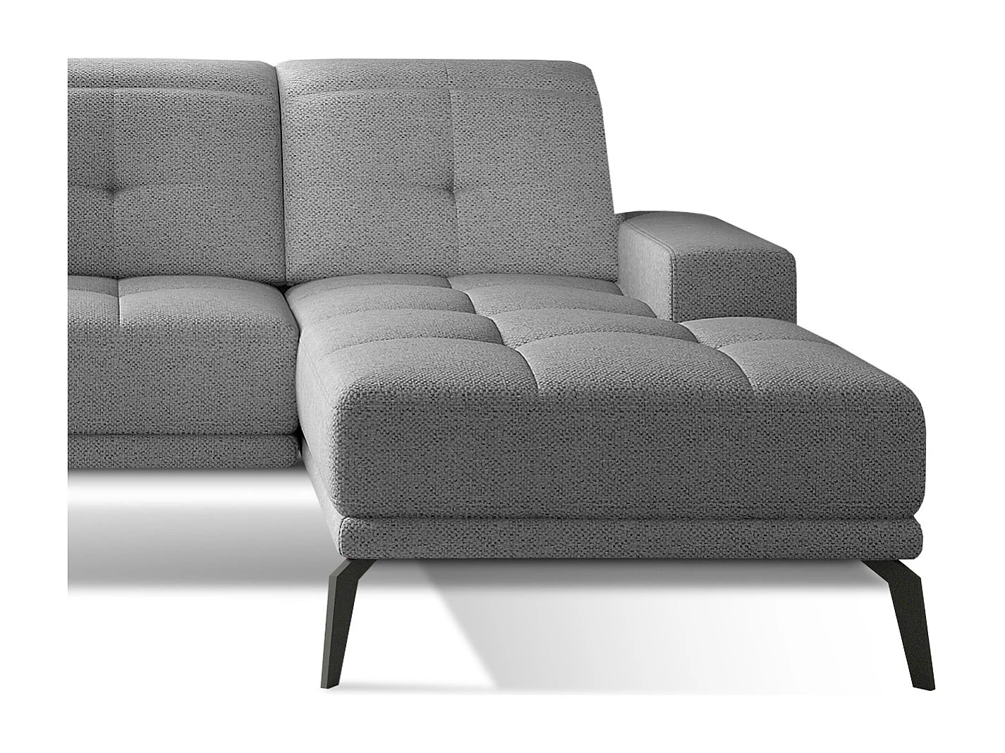 Canapé d'angle droit 5 places tissu gris clair Torpille 265cm