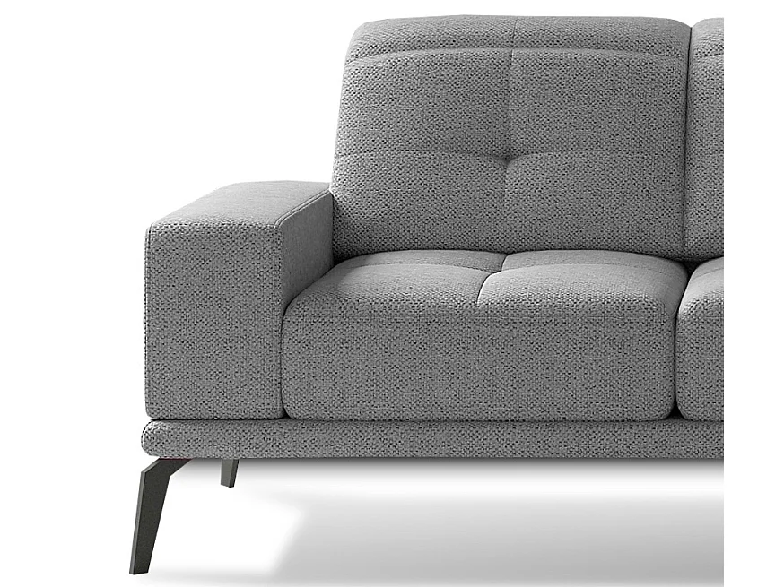 Canapé d'angle droit 5 places tissu gris clair Torpille 265cm