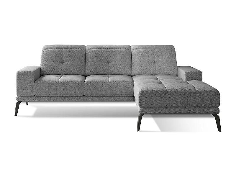 Canapé d'angle droit 5 places tissu gris clair Torpille 265cm