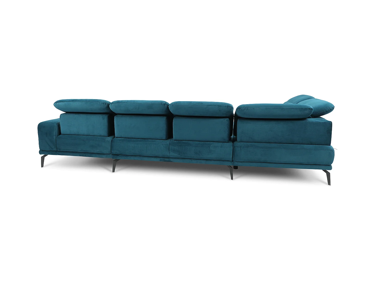 Canapé panoramique design simili cuir crème têtières angle gauche avec accoudoir Stan 350cm