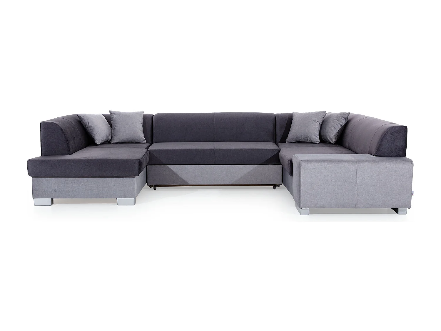 Canapé convertible panoramique simili cuir blanc avec coffre de rangement Houston 320cm-Coffre de rangement à gauche