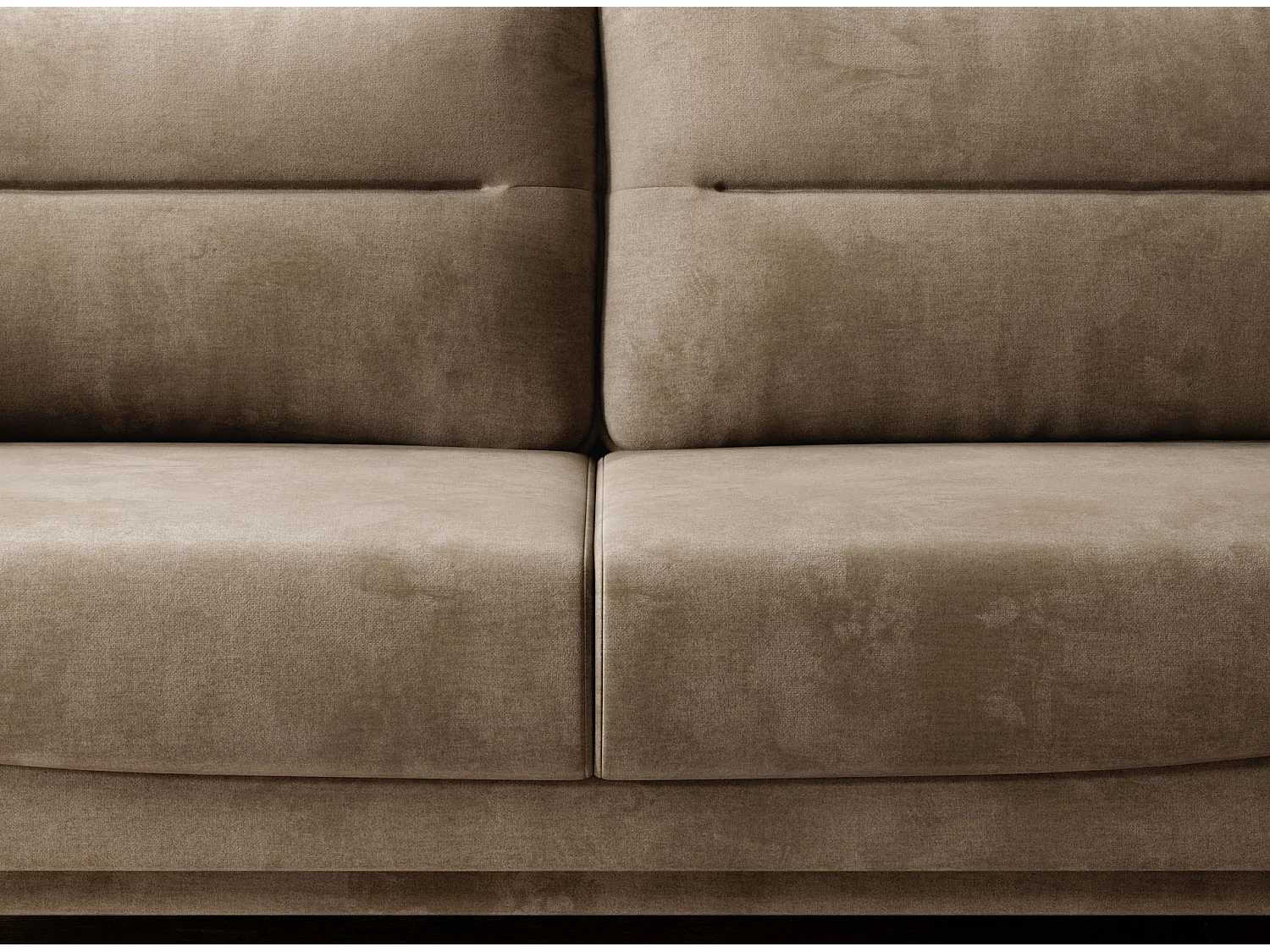 Canapé droit convertible velours ZURIK - Coffre de rangement et pieds métal noir-Beige