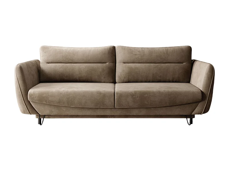 3/4-zits slaapbank in zachte perlietbeige stof Zurik 236 cm