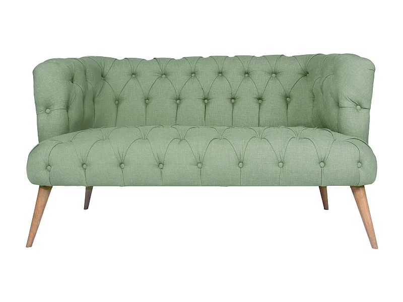 Sofá chesterfield Altadena 249, Verde, 140x75x76cm, Tapiz, Patas: Madera