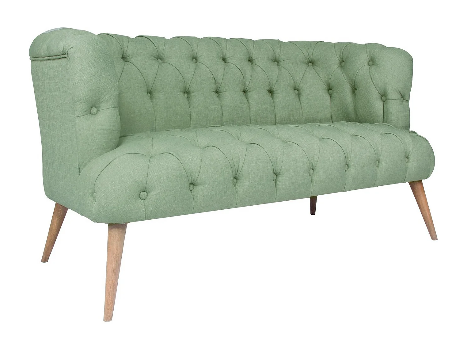 Sofá chesterfield Altadena 249, Verde, 140x75x76cm, Tapiz, Patas: Madera