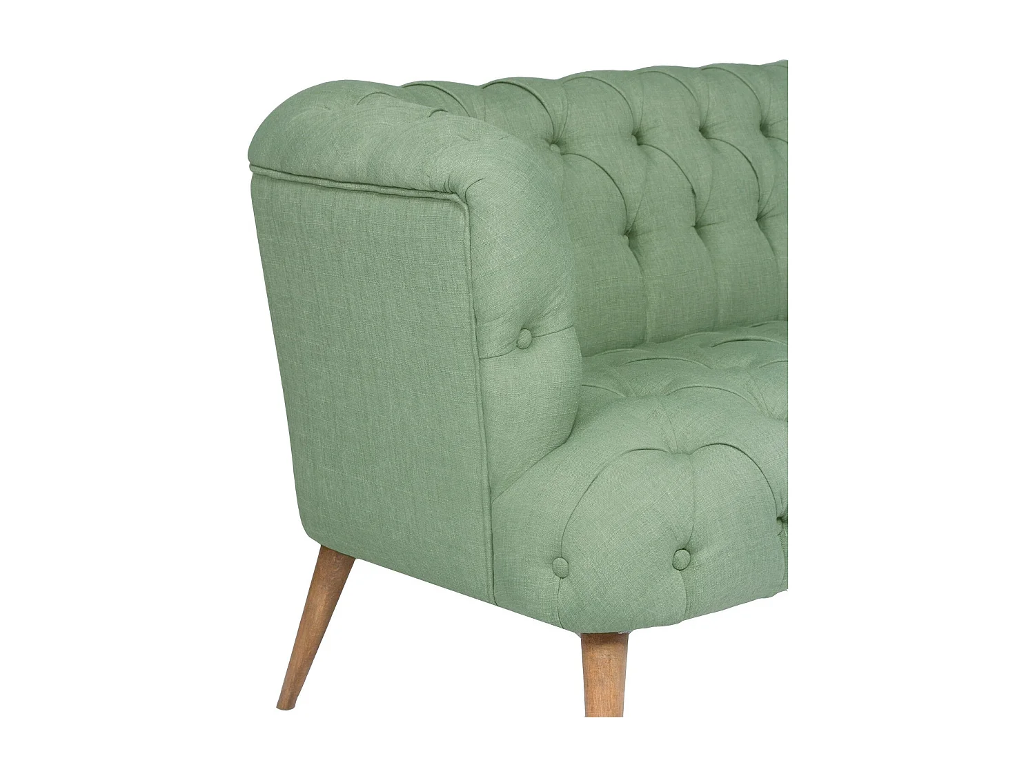 Sofá chesterfield Altadena 249, Verde, 140x75x76cm, Tapiz, Patas: Madera