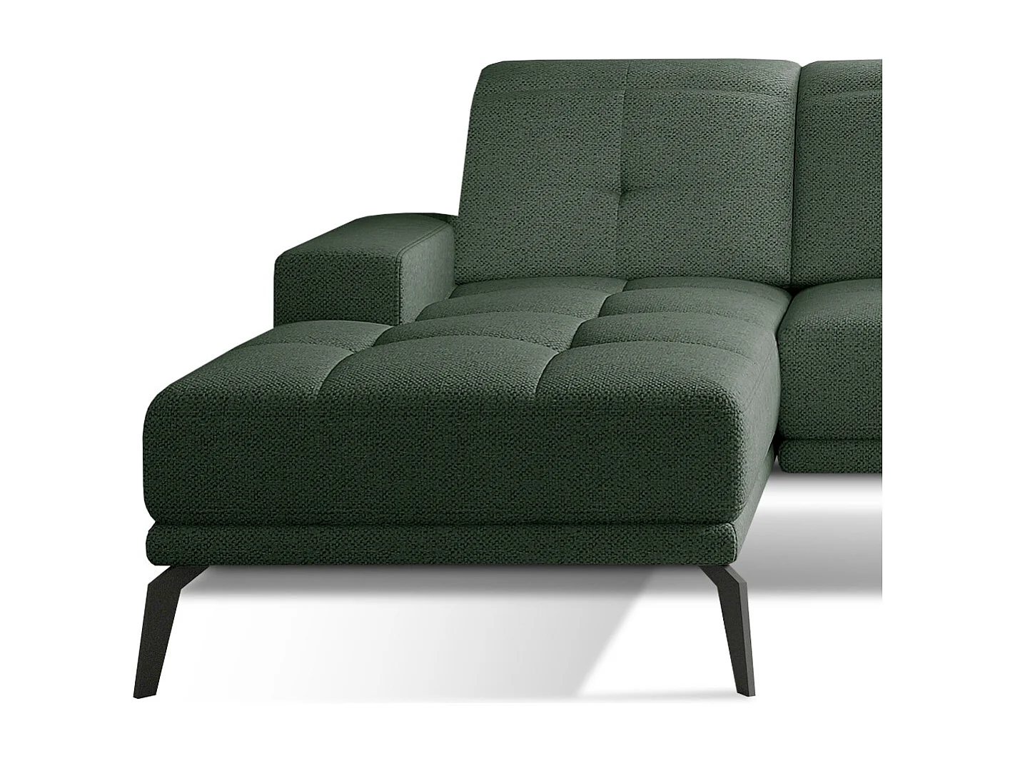 Canapé d'angle gauche 5 places tissu vert avocat Torpille 265cm