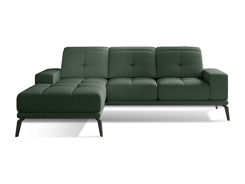 Canapé d'angle gauche 5 places tissu vert avocat Torpille 265cm