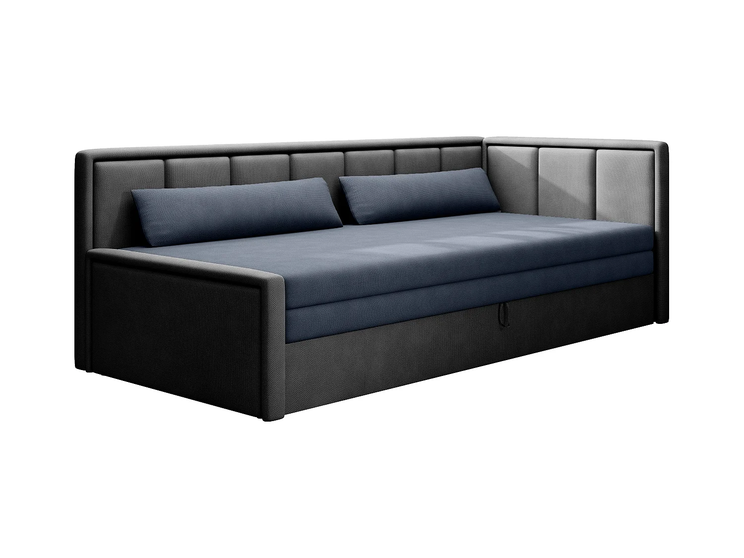 Canapé banquette convertible 3 places tissu doux Figo 214cm-Couleur Gris clair-angle droit