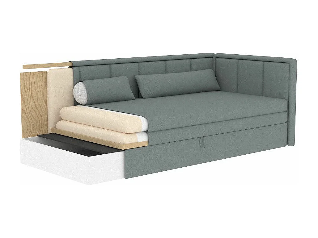 Canapé banquette convertible 3 places tissu doux Figo 214cm-Couleur Gris clair-angle droit