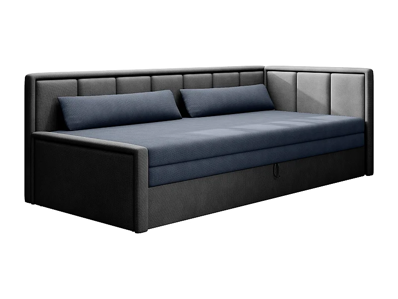 3-zits slaapbank in zachte stof Figo 214 cm-Kleur Lichtgrijs-juiste hoek