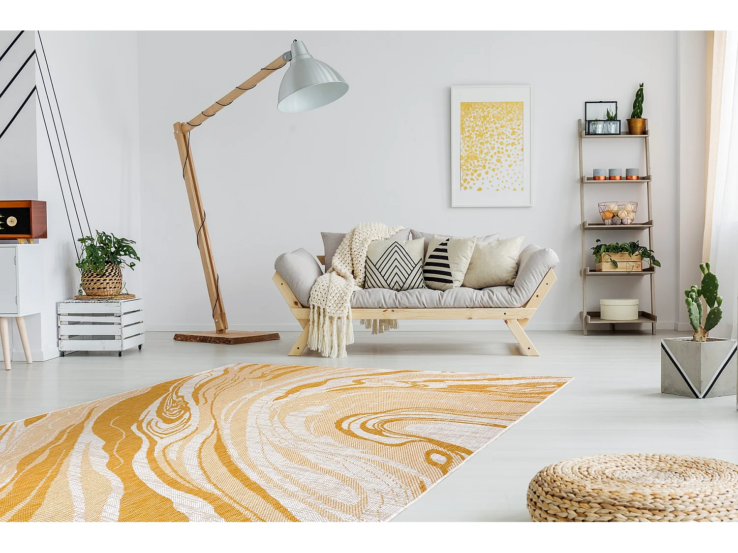 Sisal tapijt SISAL SION marmeren , 22169 plat te weven ecru / Geel / b 140x190 cm