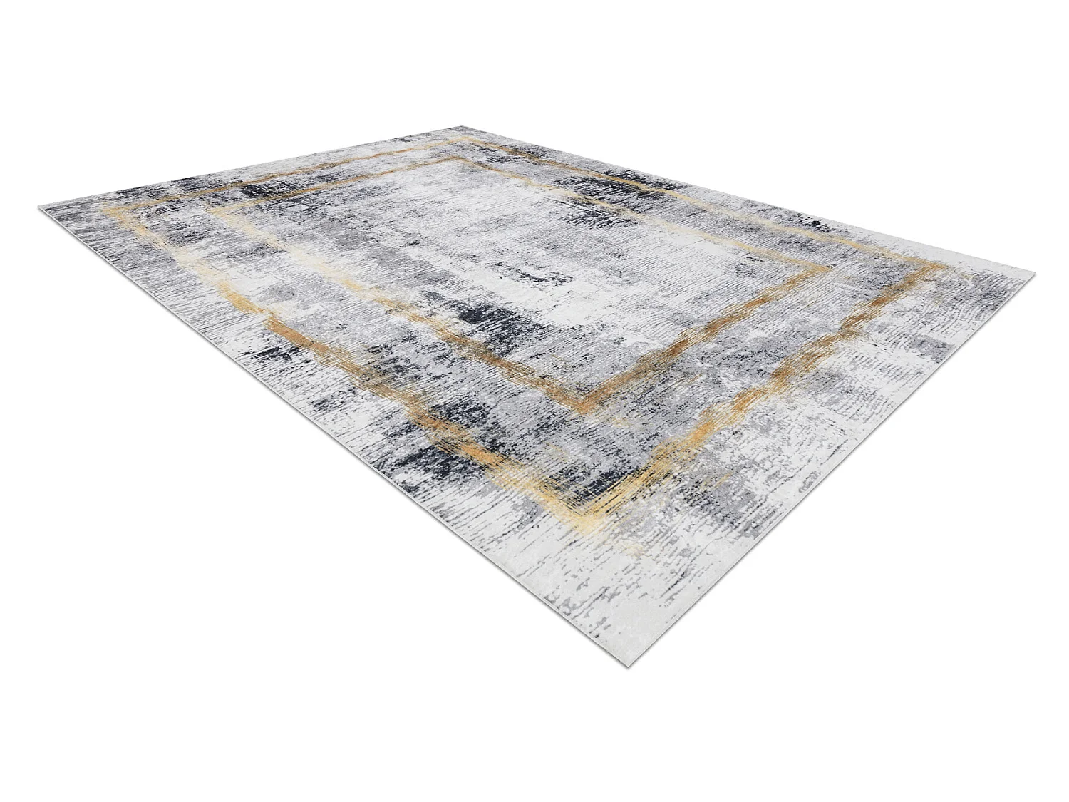 ANDRE 1065 tapijt wasbaar Kader vintage antislip - grijs / goud 120x170 cm