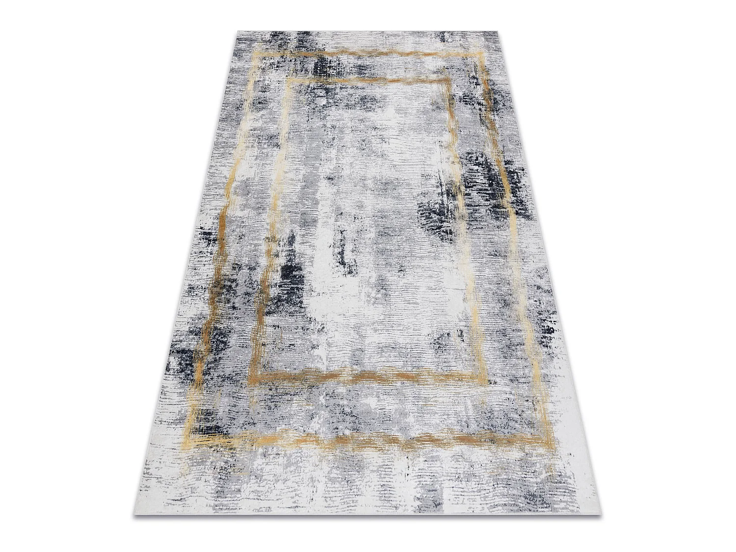 ANDRE 1065 tapijt wasbaar Kader vintage antislip - grijs / goud 120x170 cm