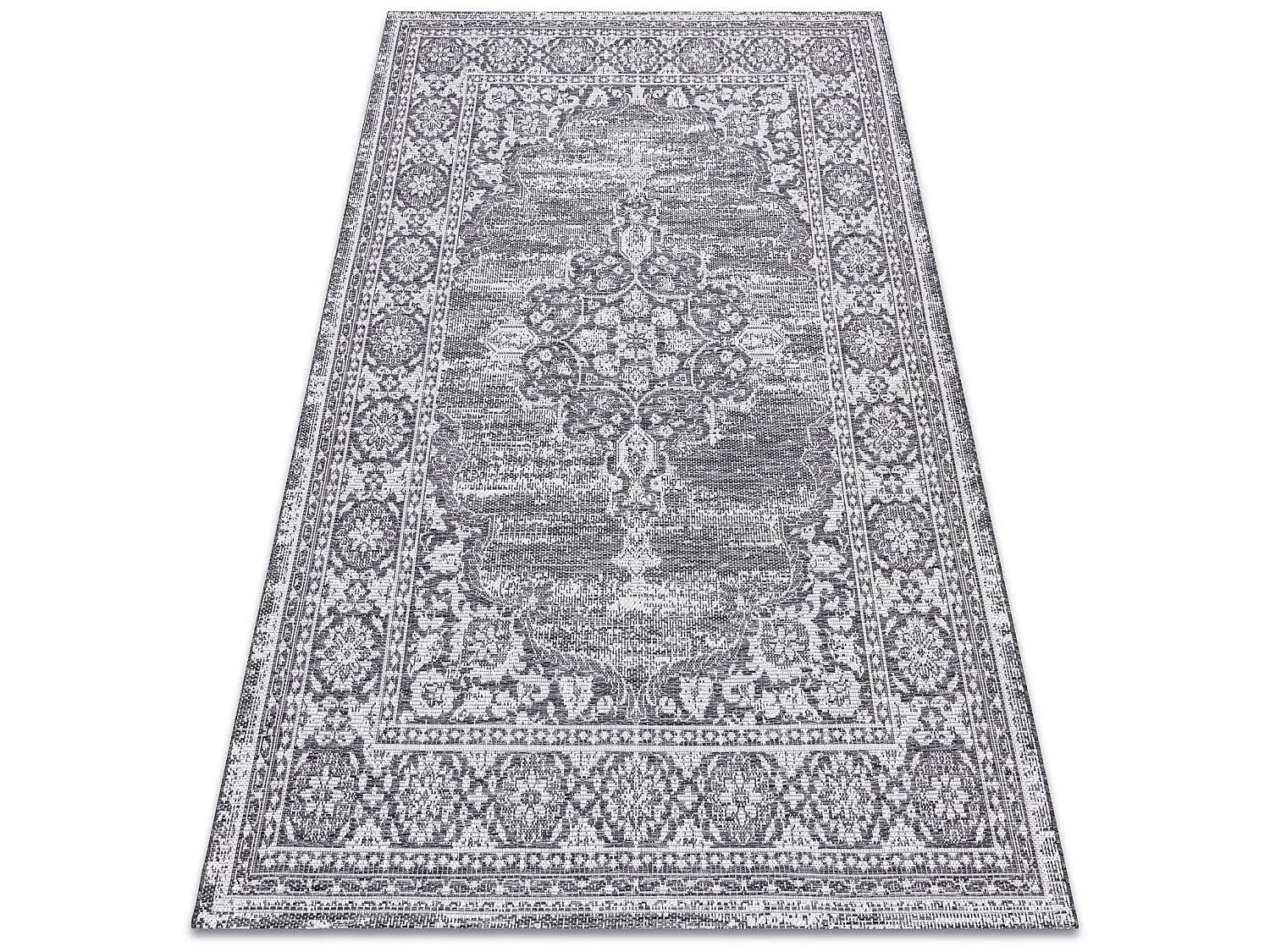 Tapis EN CORDE SIZAL LOFT 21213 Ornement gris / argentin / ivoire 140x200 cm