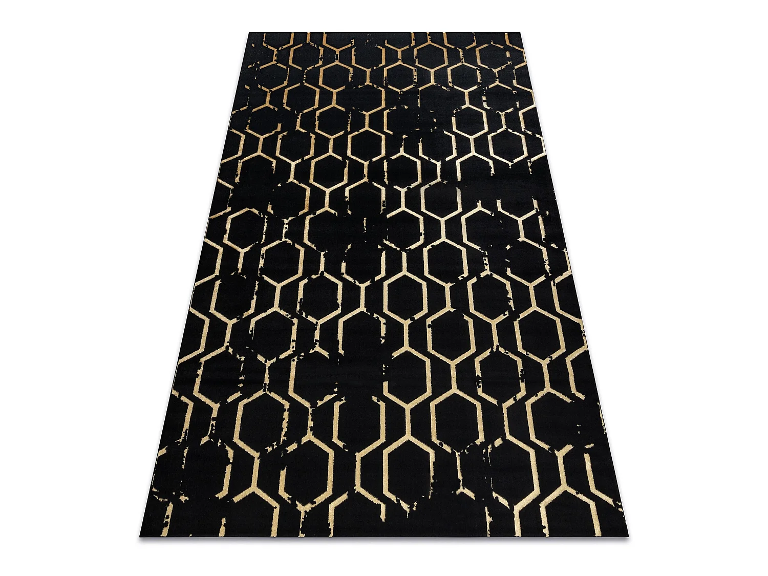 Tapis GLOSS moderne  407C 86 élégant, glamour, art deco noir / or 140x190 cm