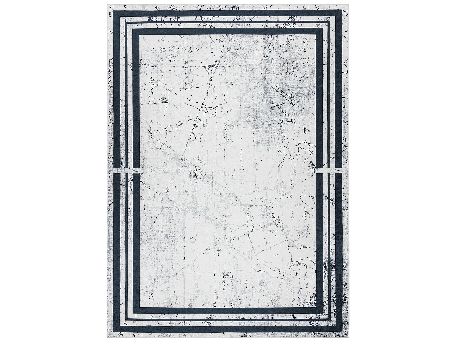 ANDRE 1023 tapijt wasbaar Kader marmer antislip - zwart / witrand 120x170 cm
