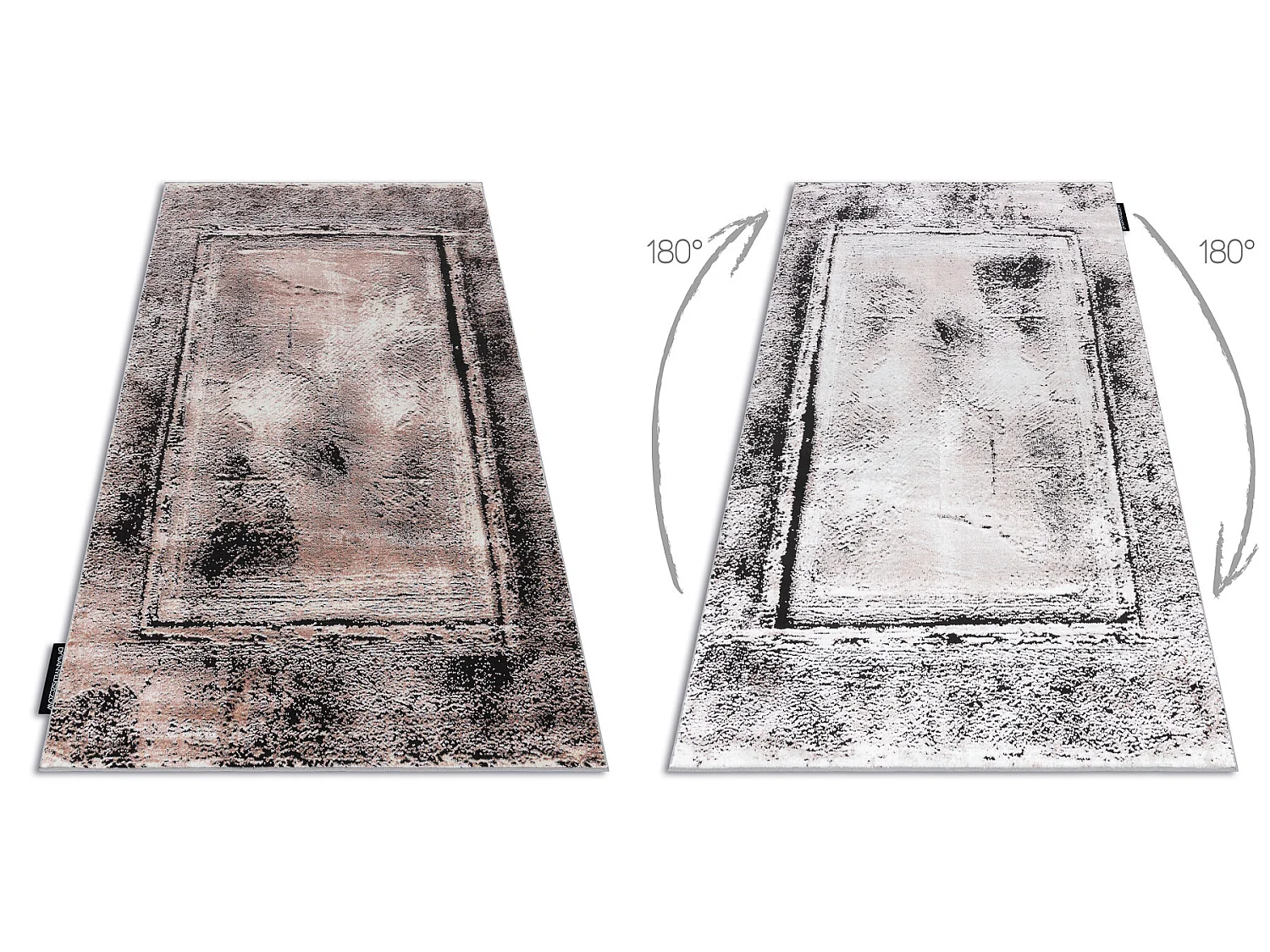 Tapijt DE LUXE modern 634 Frame vintage gewreven - Structureel grijs / 120x170 cm